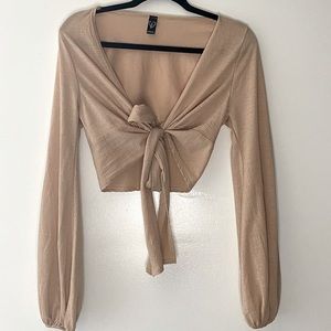 Long Sleeve Wrap Blouse